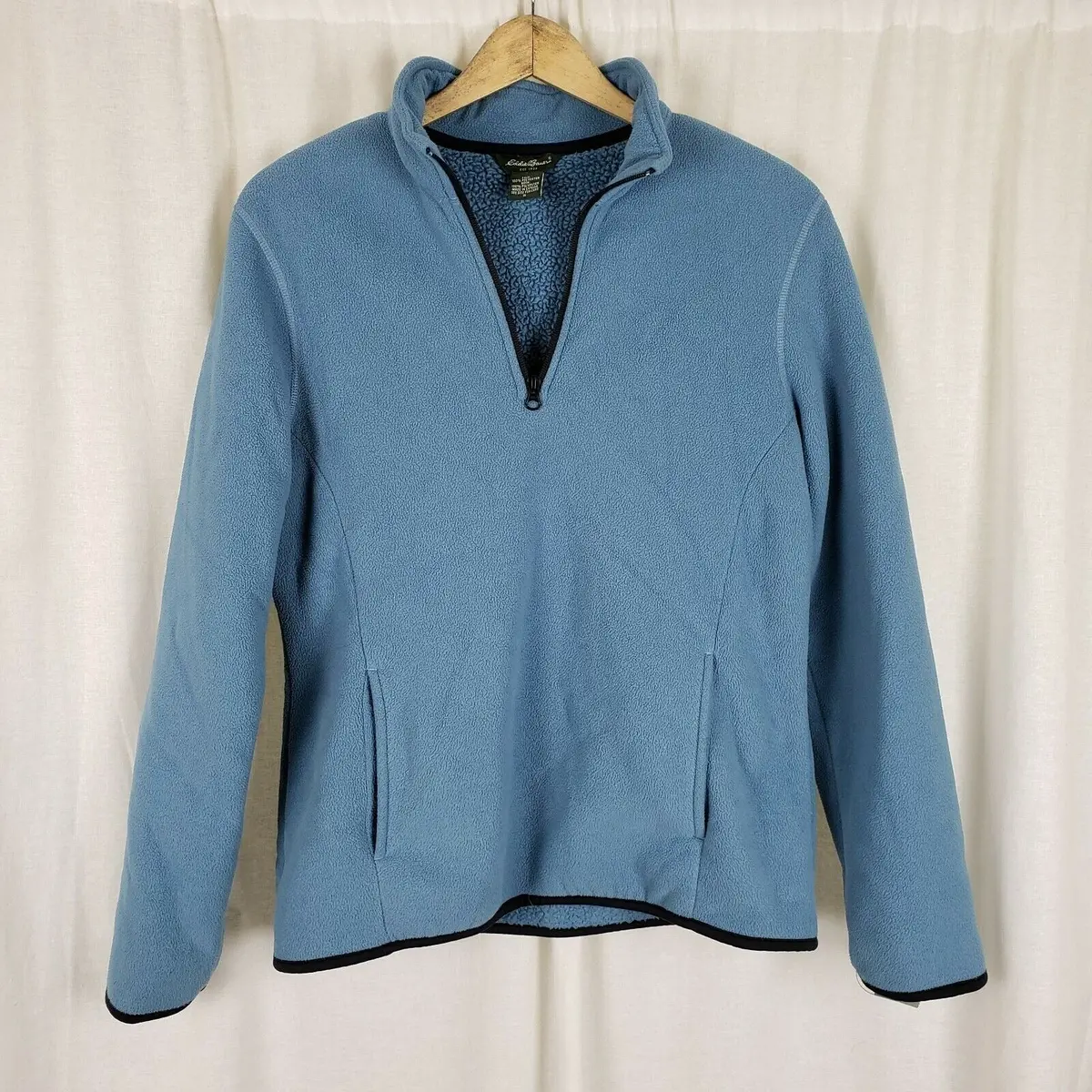 Vintage Eddie Bauer Fleece 1/4 Zip Up Sweater Jacket Womens S Pullover Blue 1