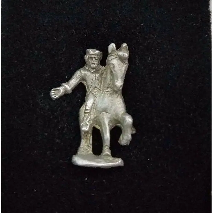 Paul Revere's Ride Pewter Tie Bar Tack Clip Pin Clasp With Chain History Jewelry 1