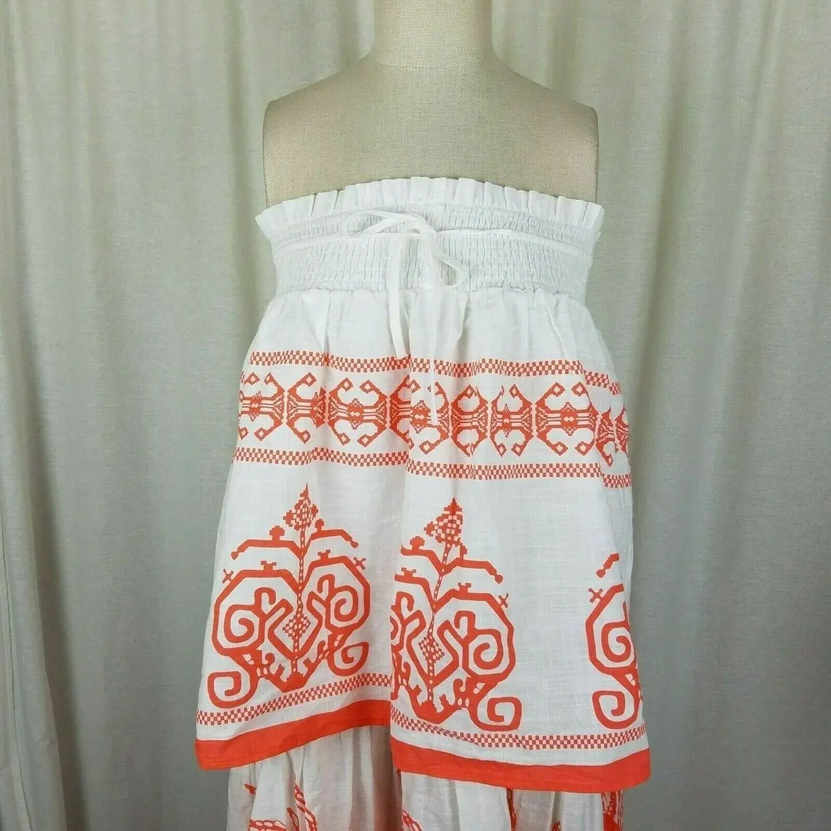 L'atiste By Amy Bare Shoulder Layered Tiered Smocked Flowing Sun Dress Womens L 1