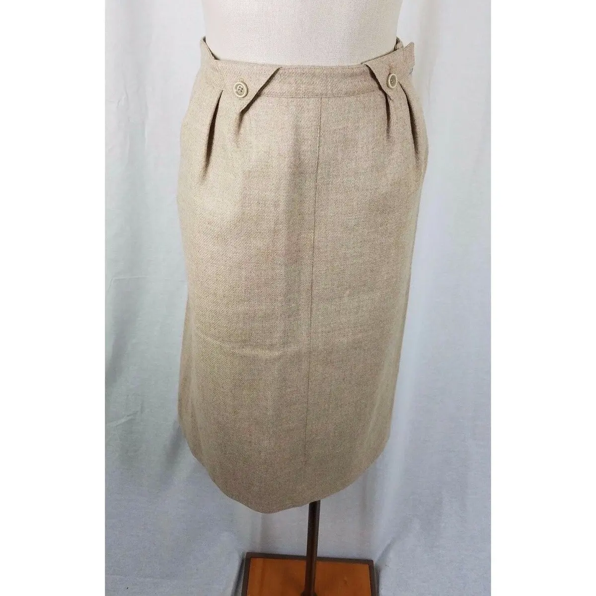 Vintage Designer Courreges Paris France Wool Tweed Midi Skirt Womens 0 S 1960S 1