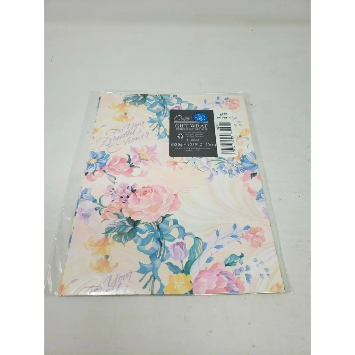 Carlton Cards For Your Bridal Shower Gift Wrap Wrapping Paper Square Vintage Usa 1