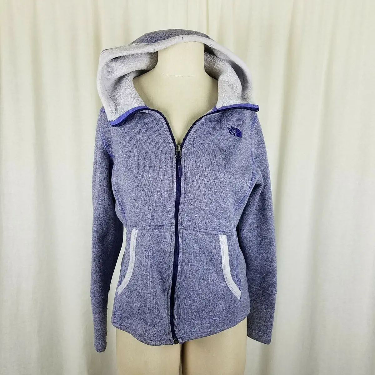 The North Face Hooded Fleece Full Zip Up Sweatshirt Jacket Womens S M Heathered 1