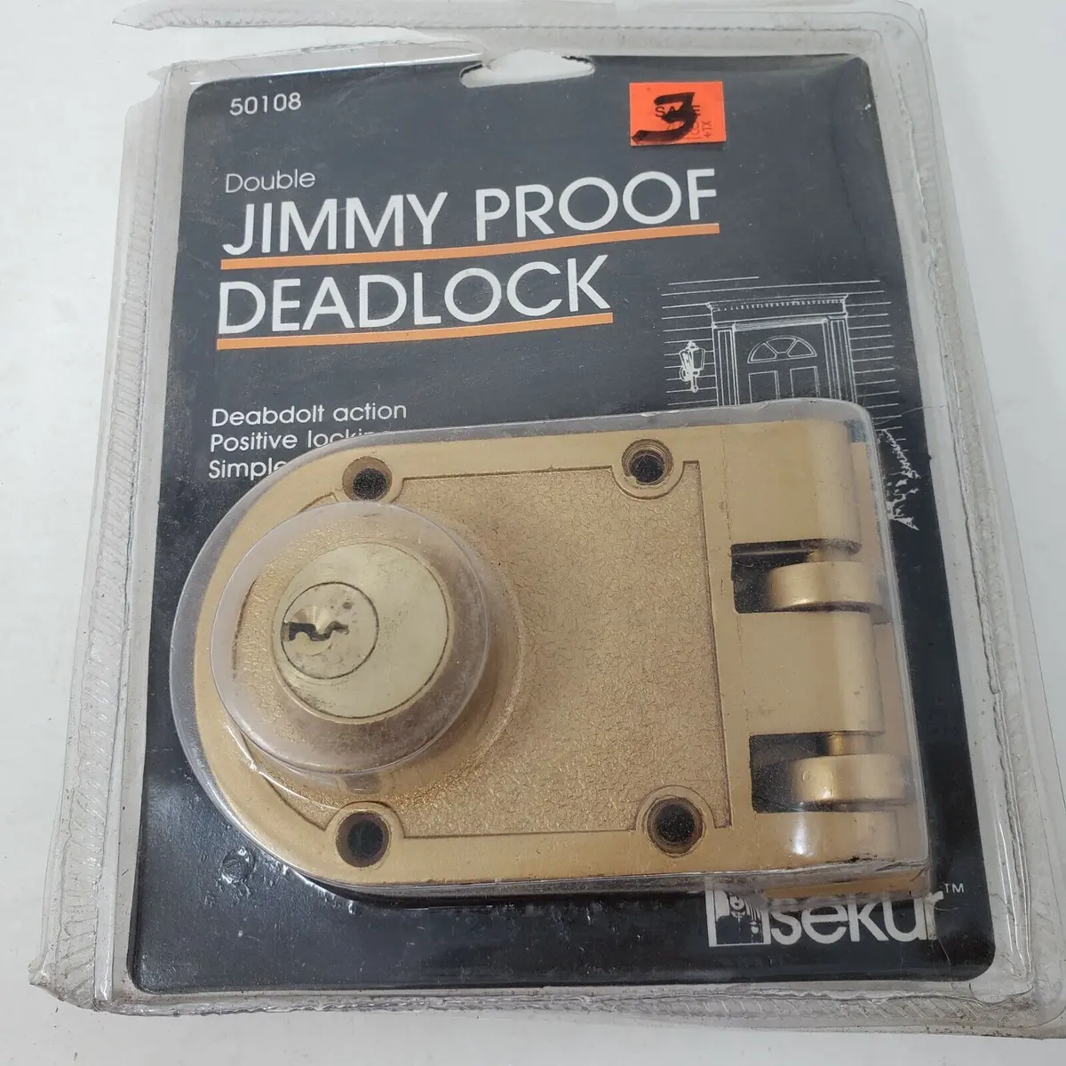 Double Cylinder Jimmy Proof Lock Security Deadlock Deadbolt 50108 Vintage Sekur 1