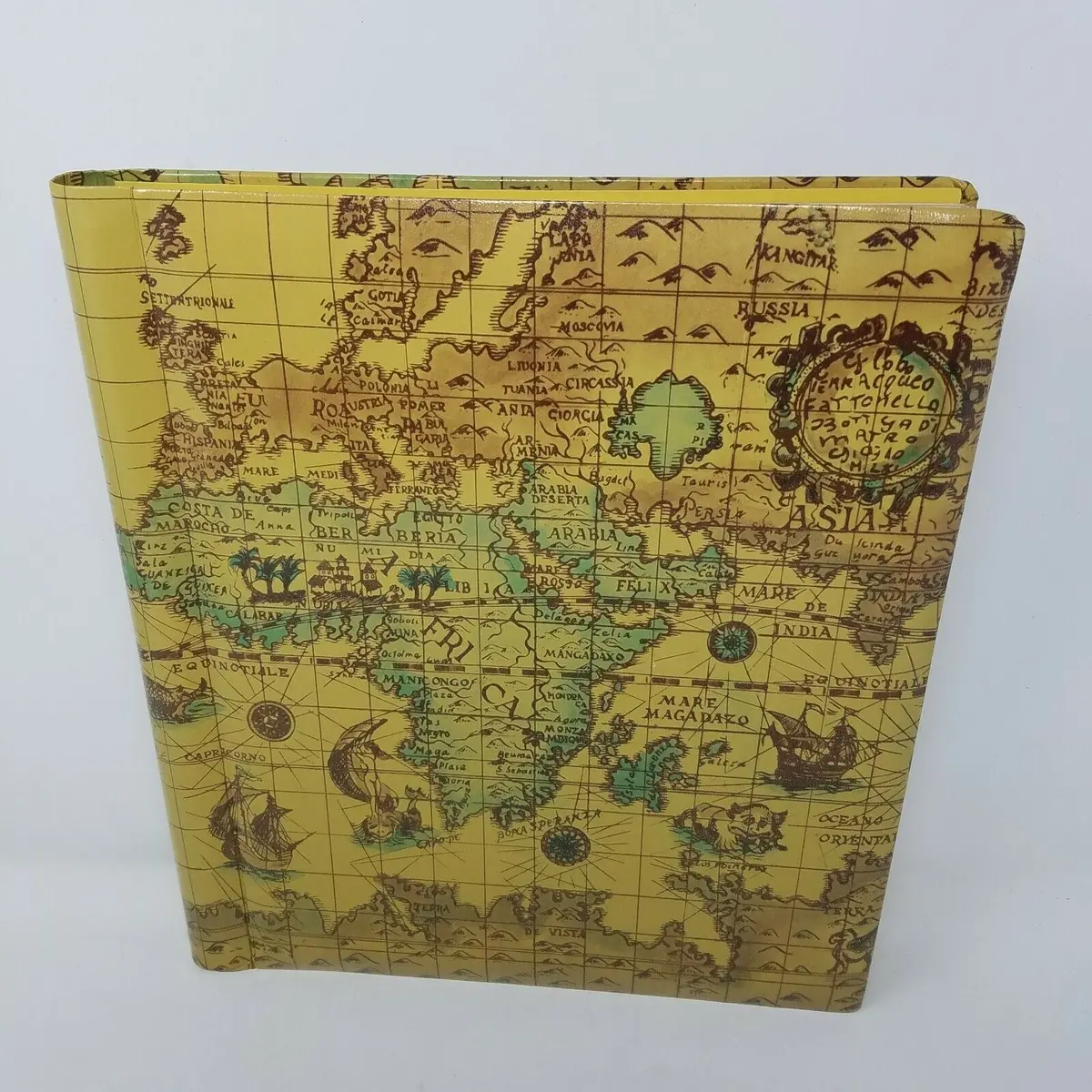 Vintage 1960’S Annabel Antique World Map Magic Magnetic Photo Album Japan Tan 1