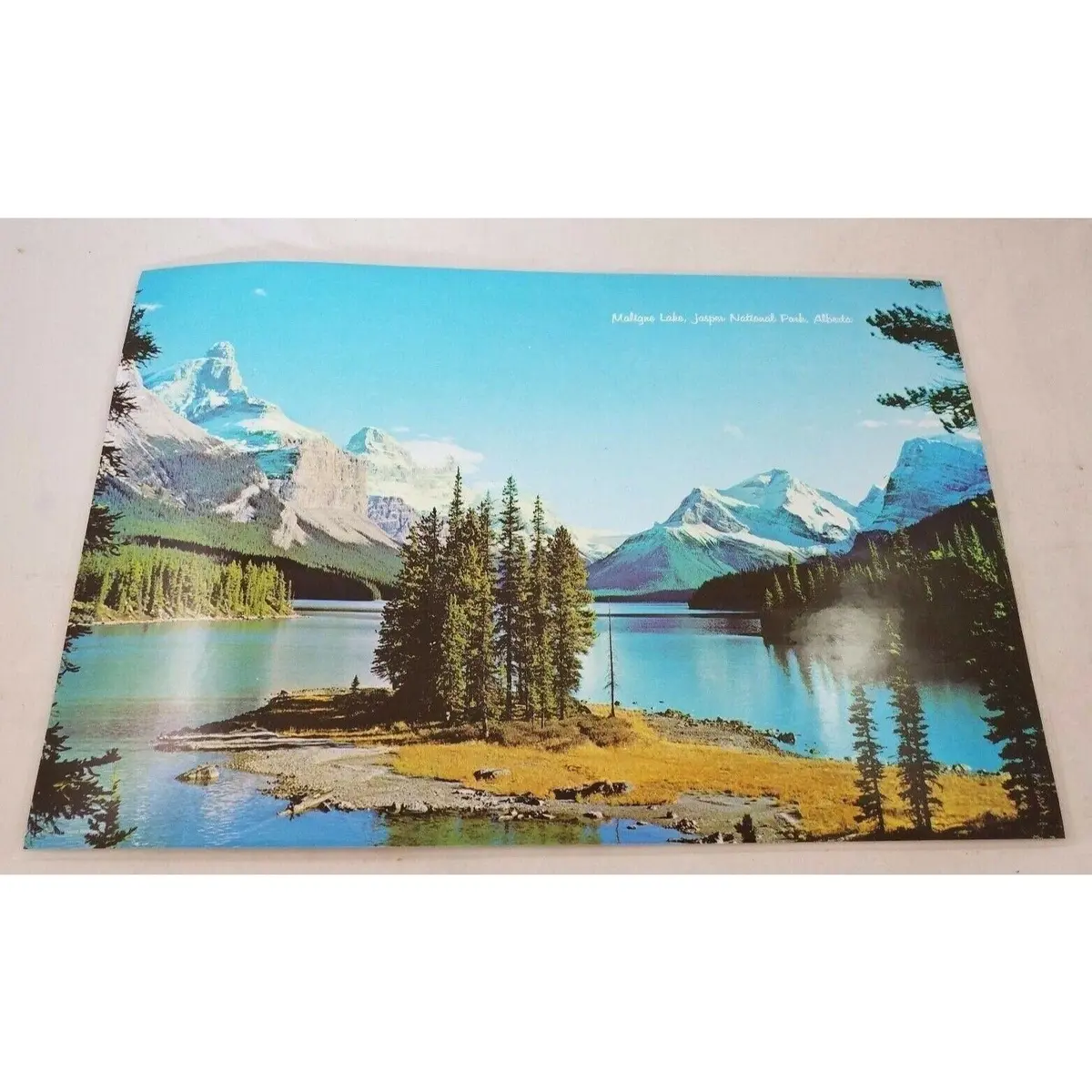 Vintage Scenic Laminated Photos Placemat Travel Souvenir Maligne Lake Jasper Mat 1