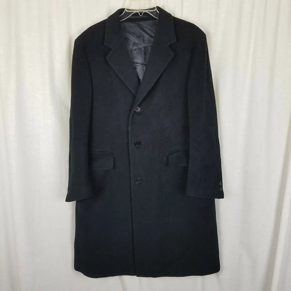 Lou Dramin Springfield Mass Fuzzy Winter Wool Peacoat Mens L Vintage Dress Coat 1