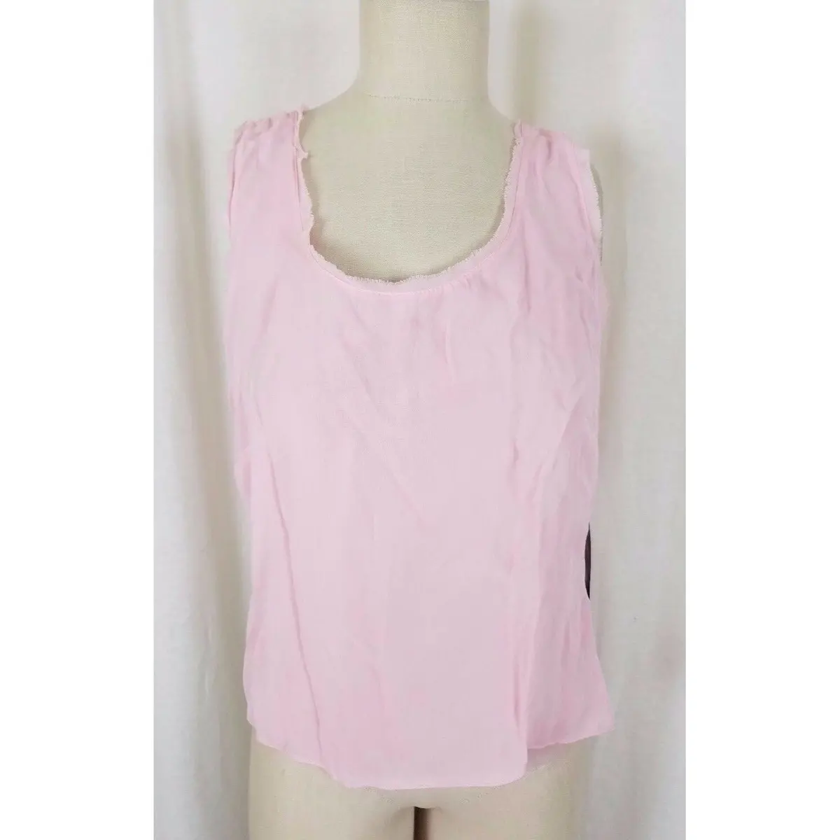 Zoe Designer Deconstructed Raw Edge Crepe Tank Top Tunic Blouse Womens M Pink 1