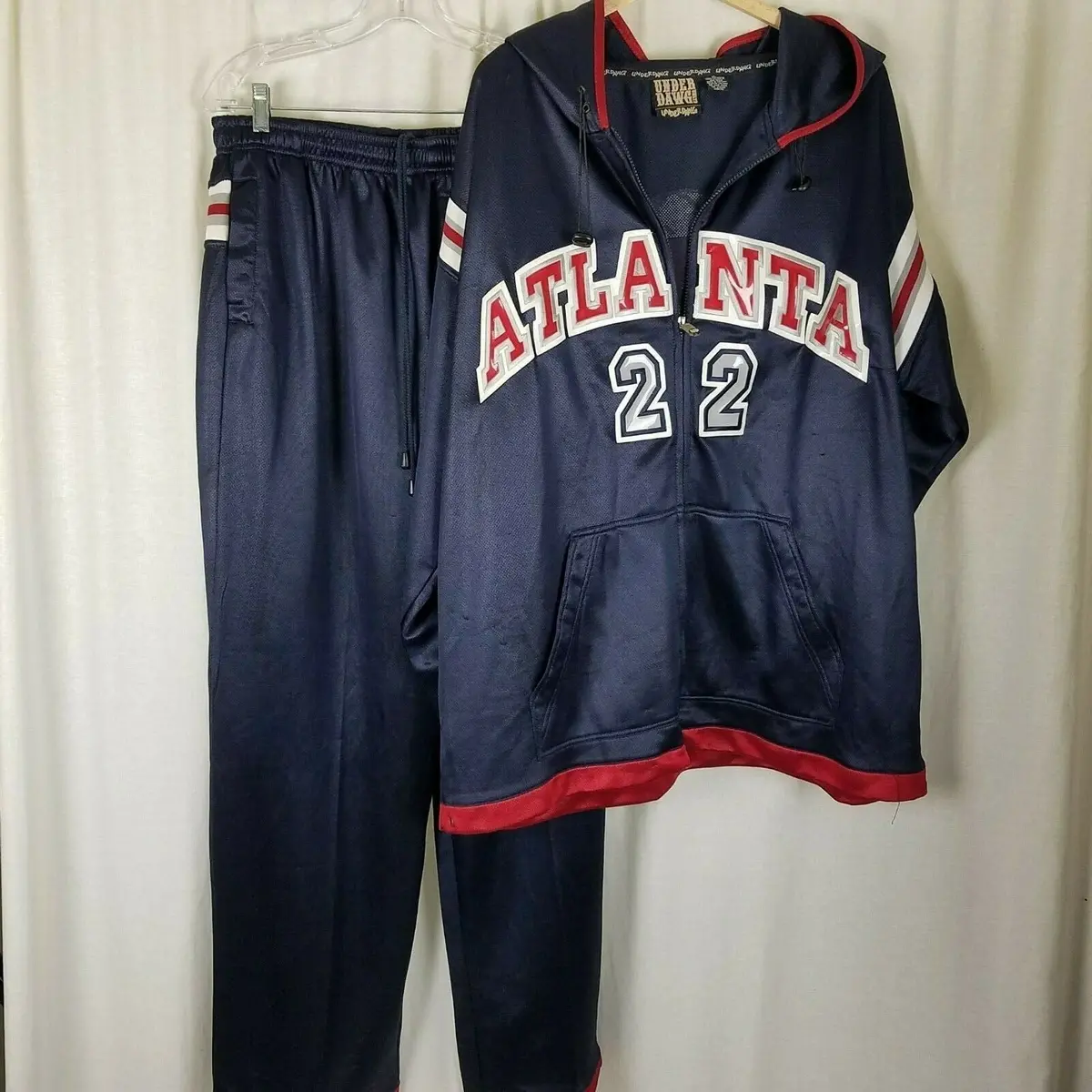 Atlanta Hawks 22 Warm Up Suit Track Jacket Pants Vintage 90S Mens Xl Wings Logo 1