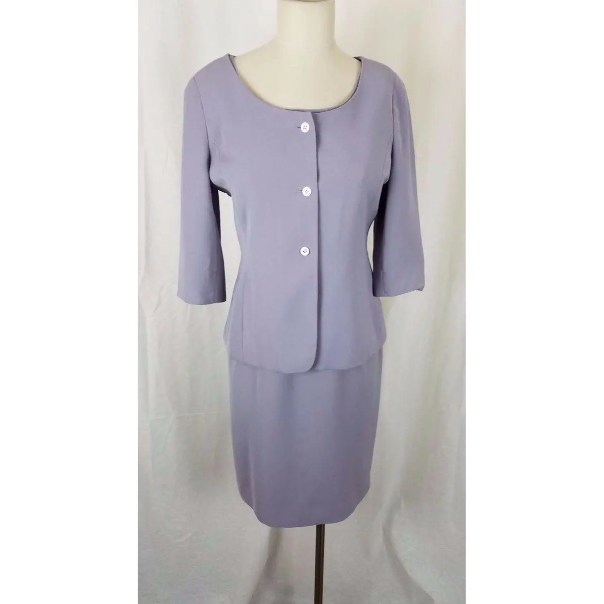 Jones Wear 2 Piece Dress & Jacket Outfit Set Suit Womens 6 Lilac Lavender 1