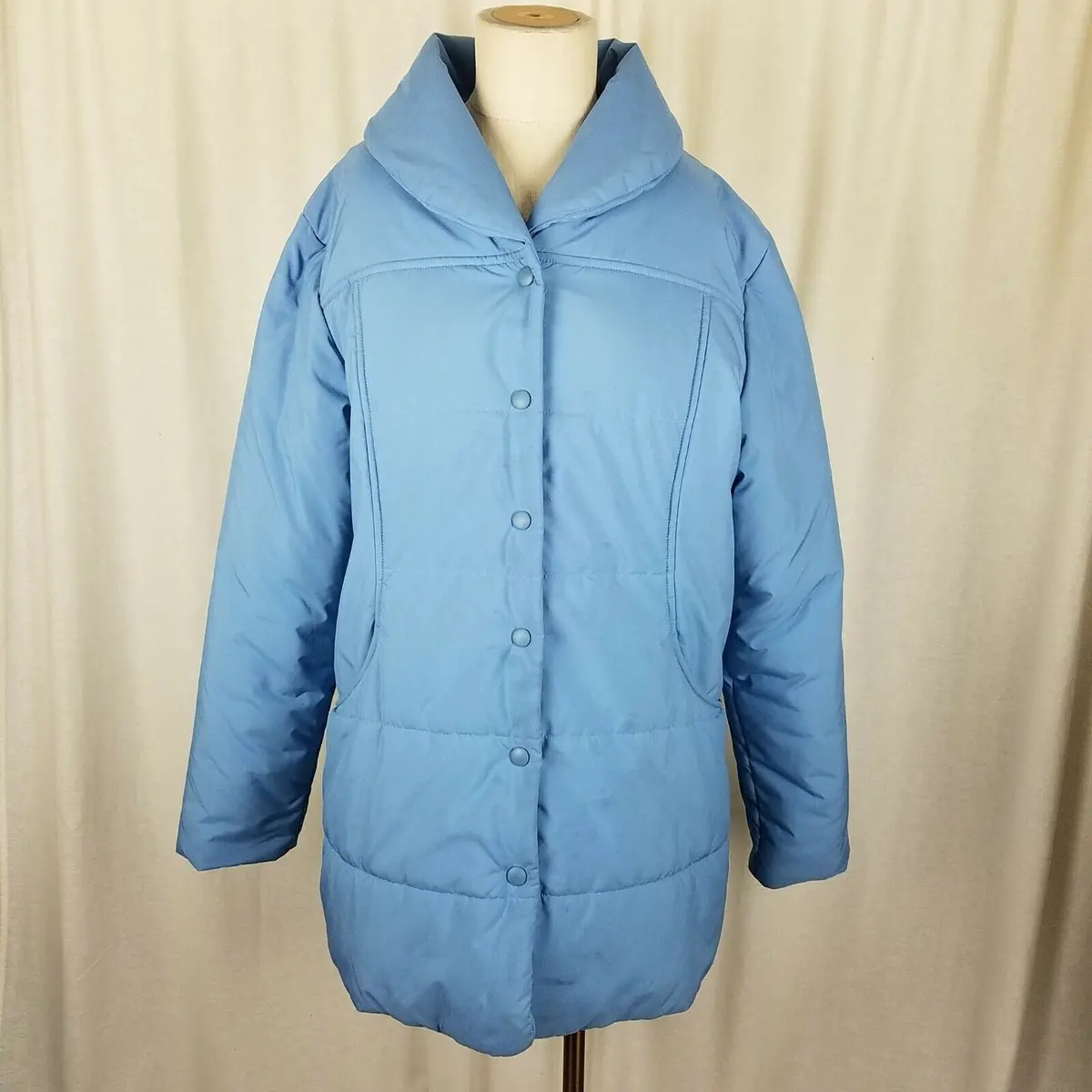 Ll Bean Shawl Collar Lightweight Quilted Puffer Jacket Womens L Snap Up Parka 1