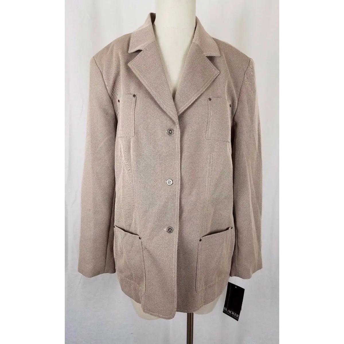 Blacker By Stanley Blacker Ribbed 3 Button Washable Blazer Jacket Womens 18 New 1