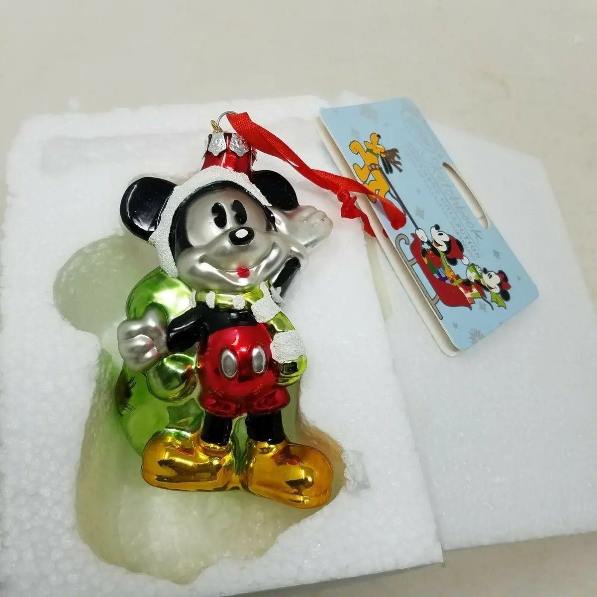 Disney Santa Claus Mickey Mouse Glass 2015 Christmas Sketchbook Ornament Sack 1