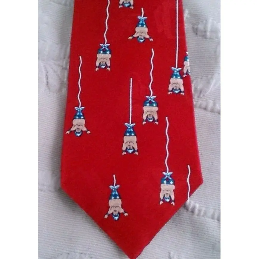 After Dark Bungee Roulette Silk Necktie 4" X 57" Red Novelty Jumping Men Tie 1
