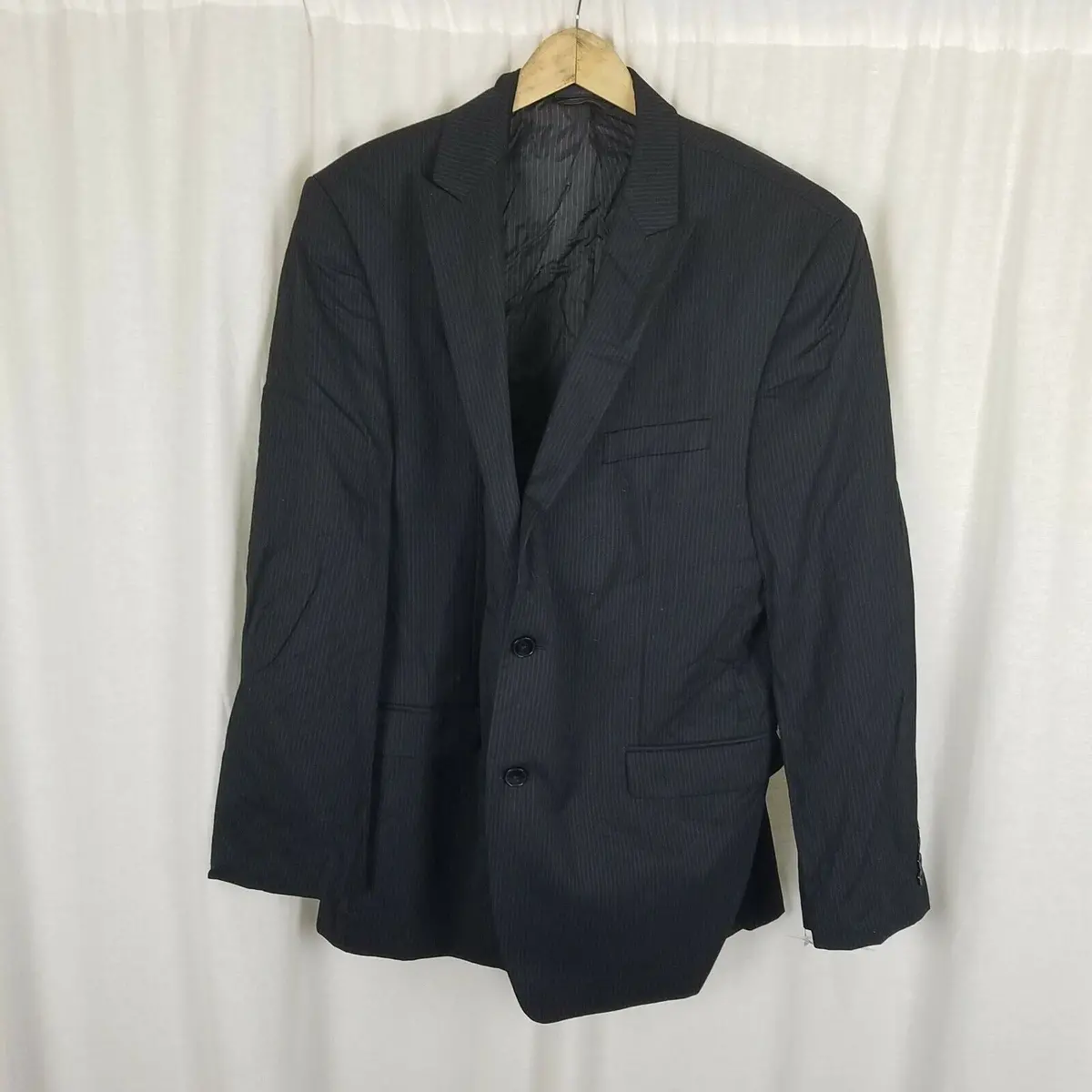 Calvin Klein Macys Pinstripe Worsted Wool Sportcoat Jacket Blazer Mens 42R Slim 1