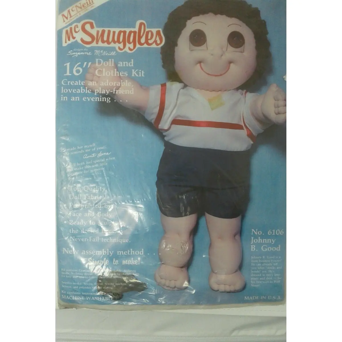 Mcneill Mcsnuggles 16" Doll And Clothes Kit 1984 Johnny B. Good Made In The Usa 1
