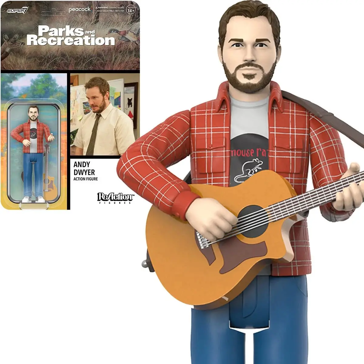 Super7 Reaction Figures - Parks And Recreation - Andy Dwyer (Mouserat) Action Figure (82376) Low Stock 1