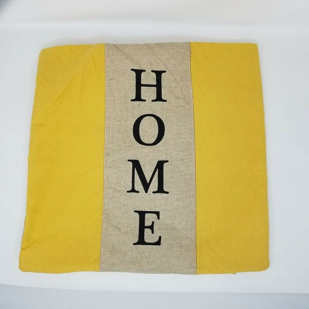 Domain Home Jute Linen Canvas Look Pillow Cover Sham 18X18 Logo Cotton Yellow 1