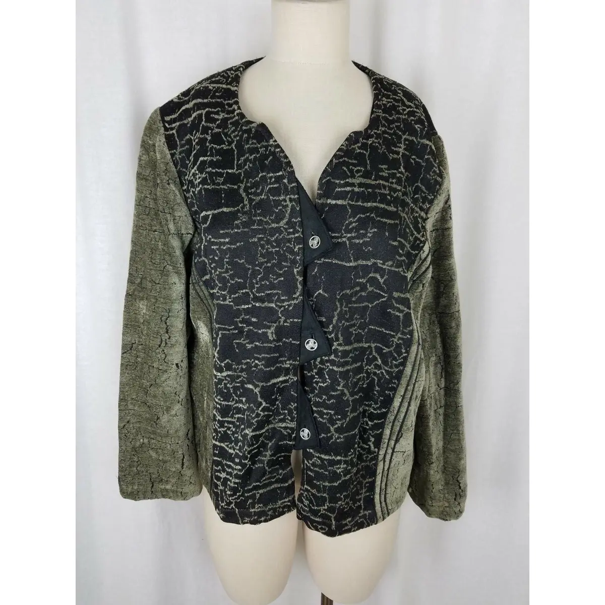 Le Blanc Mouton Velvet Colorblock Patchwork Jacket Blazer Womens L 80S Textured 1