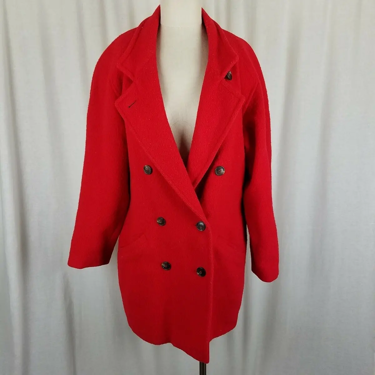Cambridge Spirit Red Wool Double Breasted Peacoat Jacket Short Coat Womens 10 1