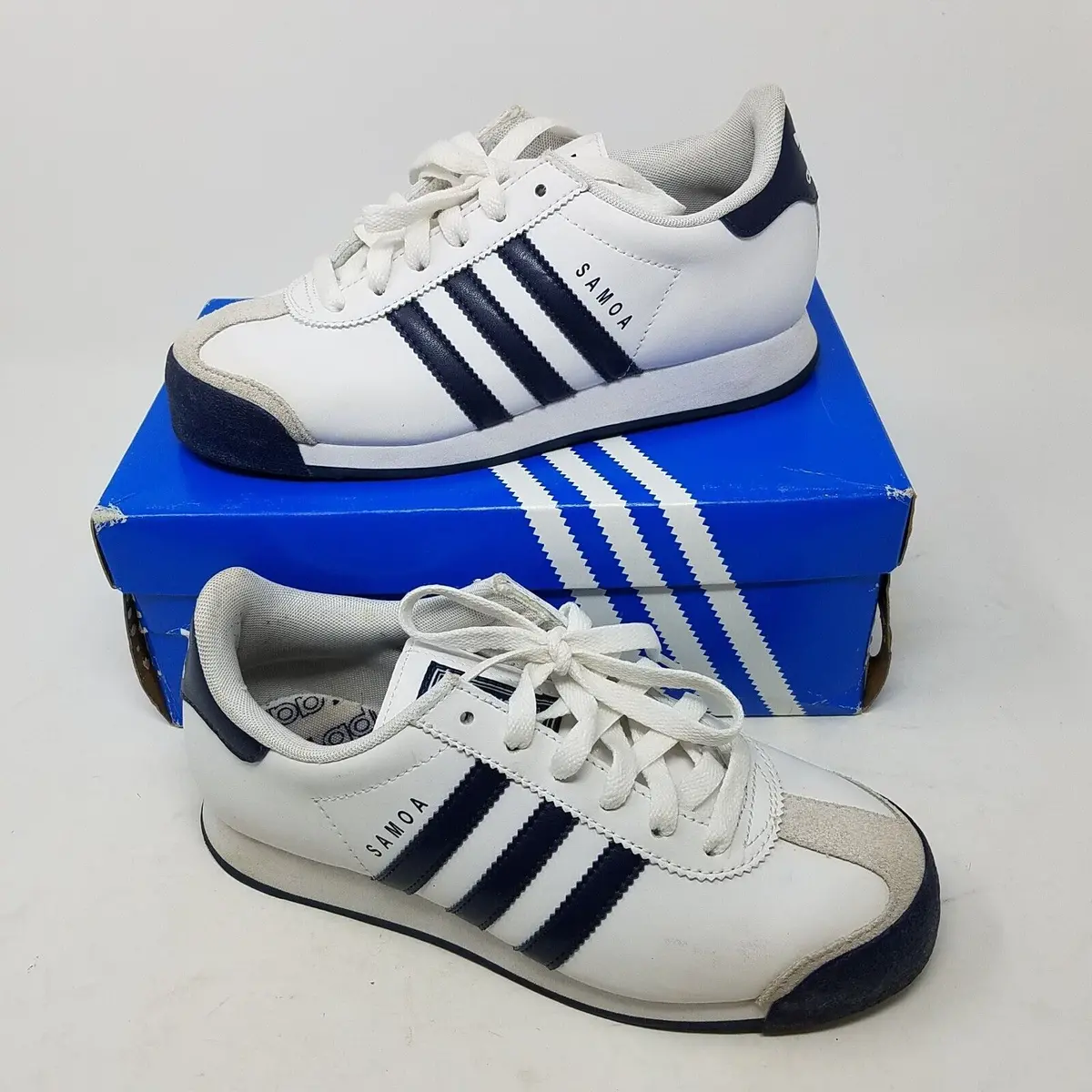 Adidas Samoa Lea J G20686 Boys Girls Sz 4 White/Black Originals Leather Classics 1