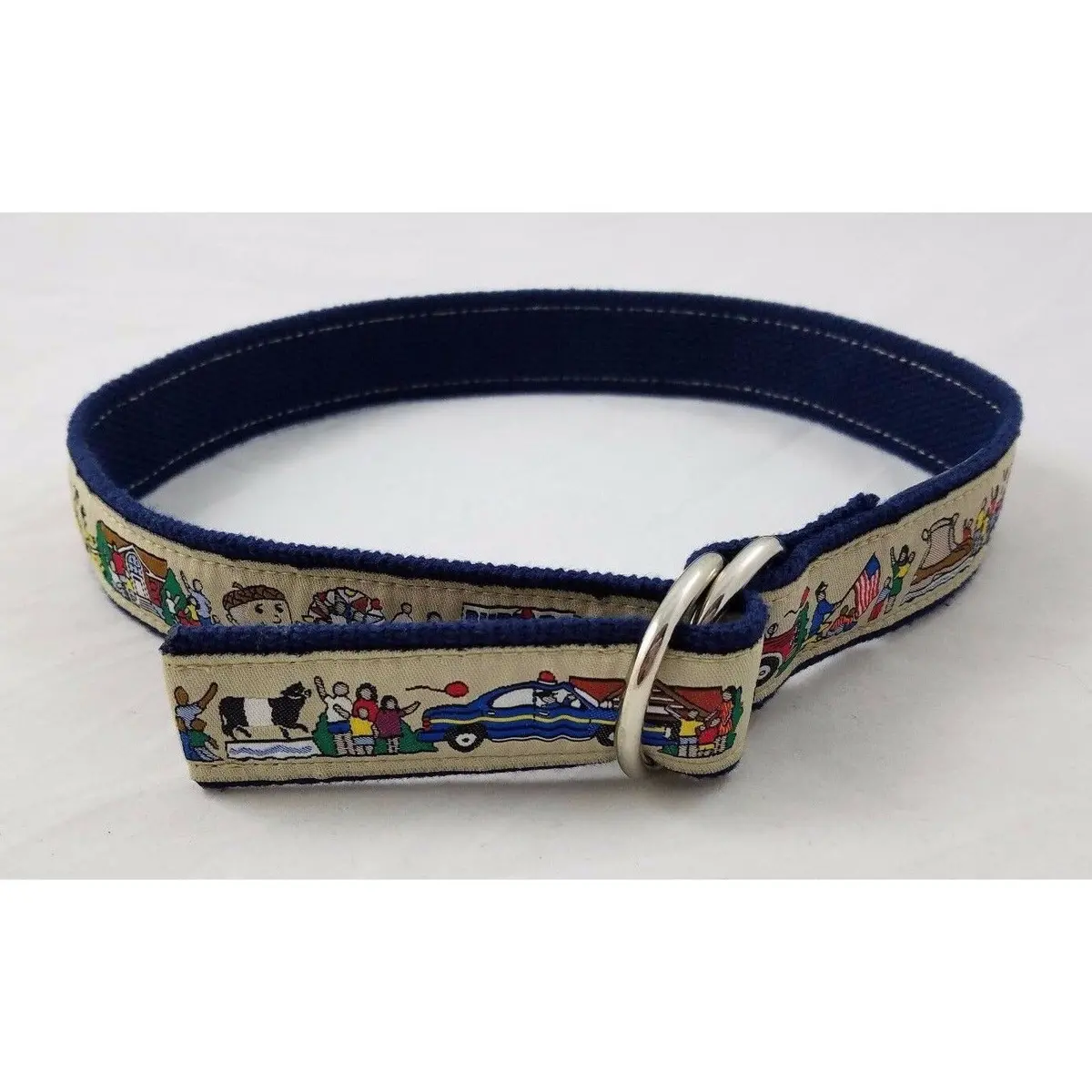 The Belted Cow D-Ring Ribbon Web Belt Blue Festival Parade Kids Youth Boys Girls 1