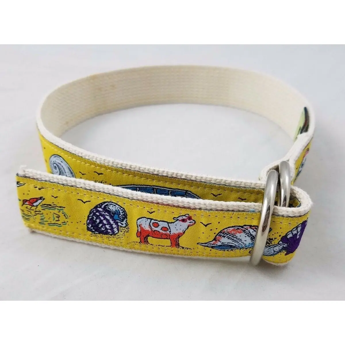 The Belted Cow D-Ring Ribbon Web Belt Cream Beach Scene Kids Youth Boys Girls 1