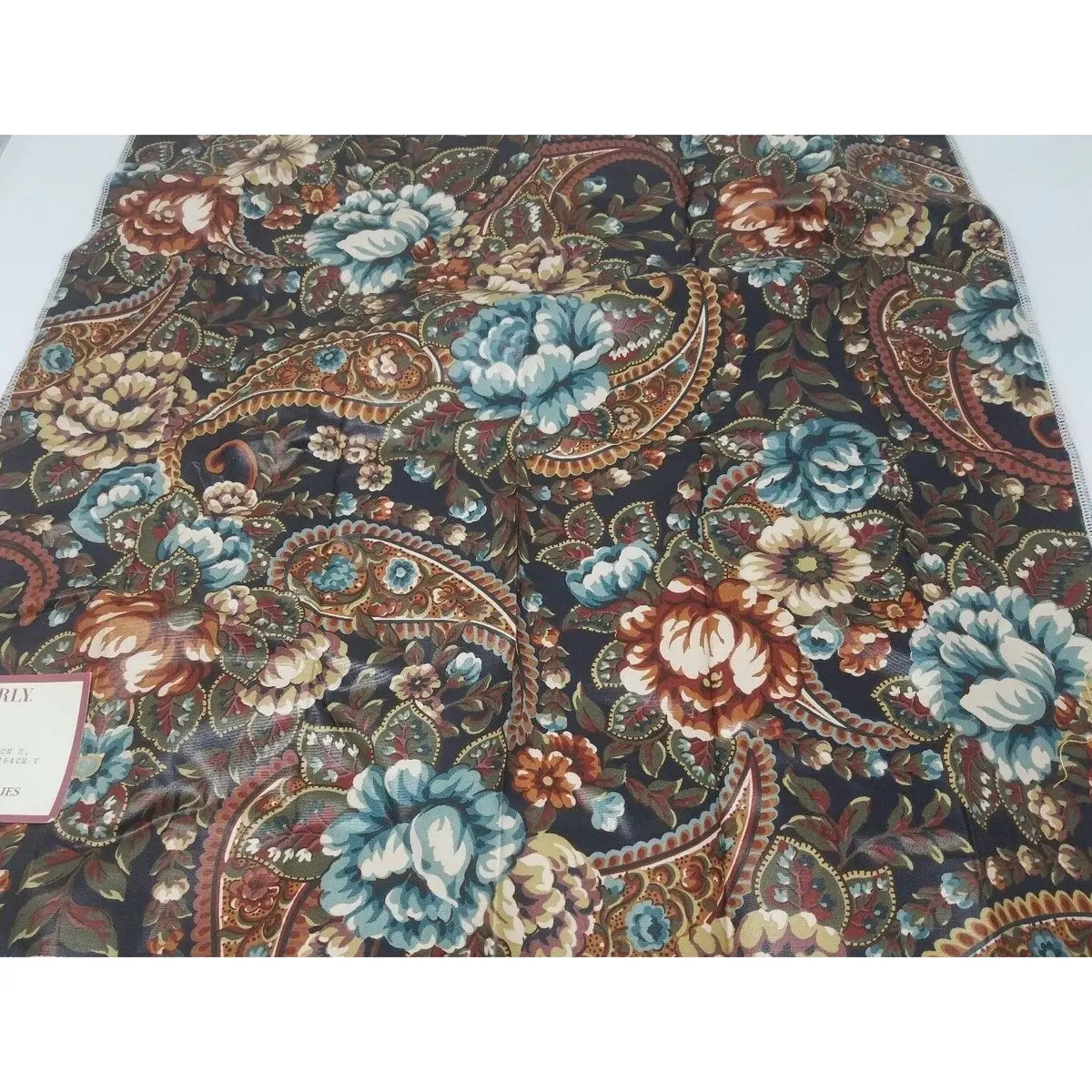 Waverly Highland Lodge Cognac Jacobean Cotton Scotchgard Fabric Material Floral 1