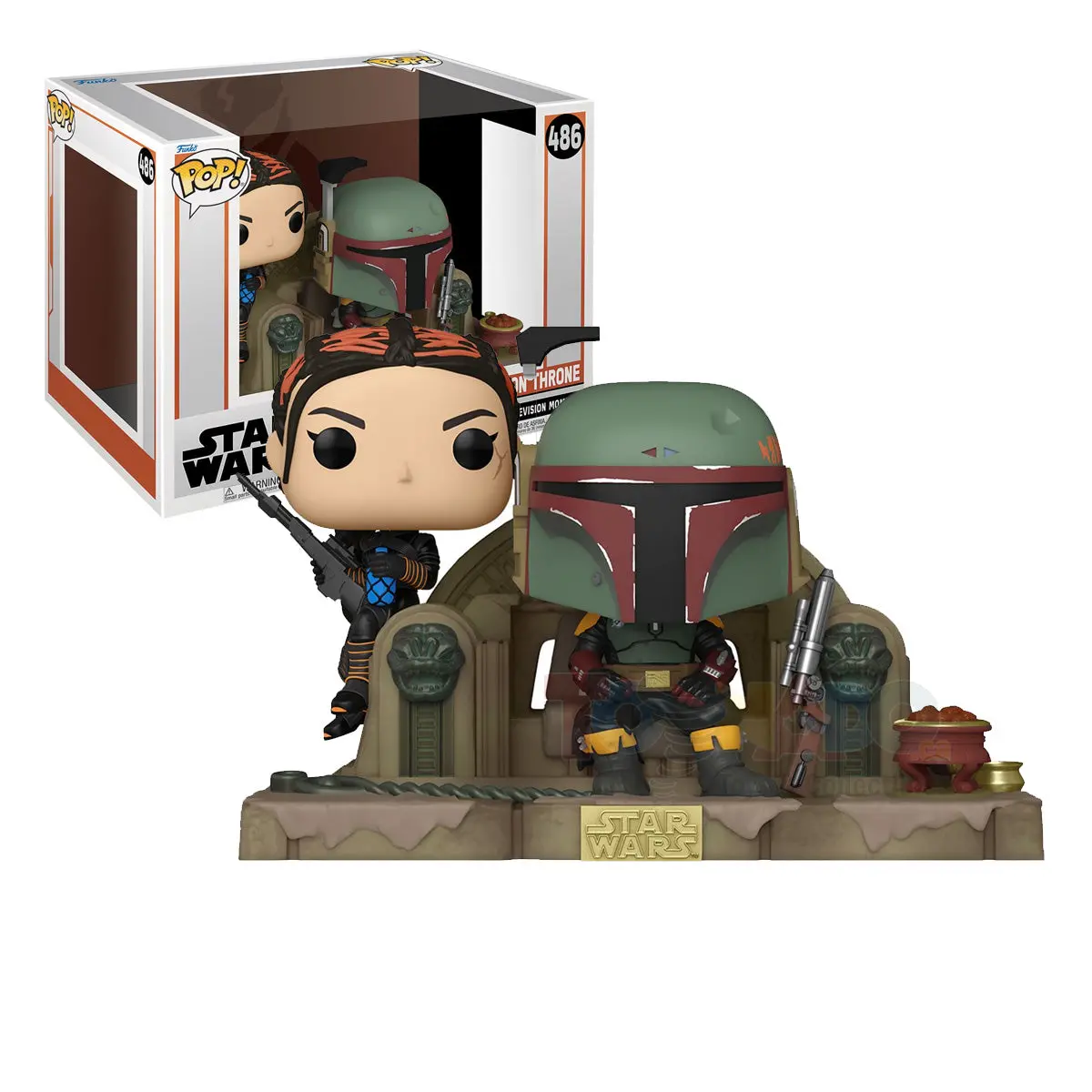 Funko Pop! Star Wars #486 - Television Moments - Boba Fett And Fennec On Throne Deluxe Vinyl Figure 1