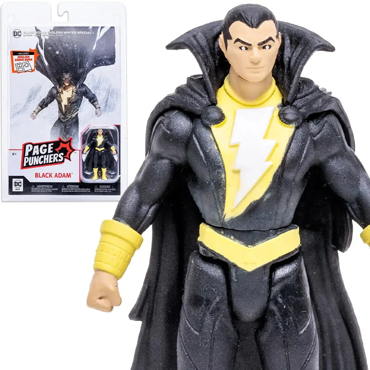 Dc Direct (Mcfarlane Toys) Page Punchers Black Adam Action Figure With Black Adam: Endless Winter Comic 15844 1