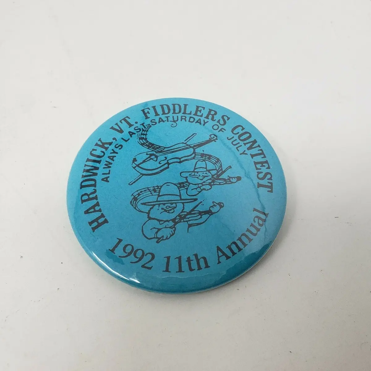 Vintage 90S Hardwick Vt Fiddlers Contest Pin Pinback Badge Button 11Th Annual 92 1