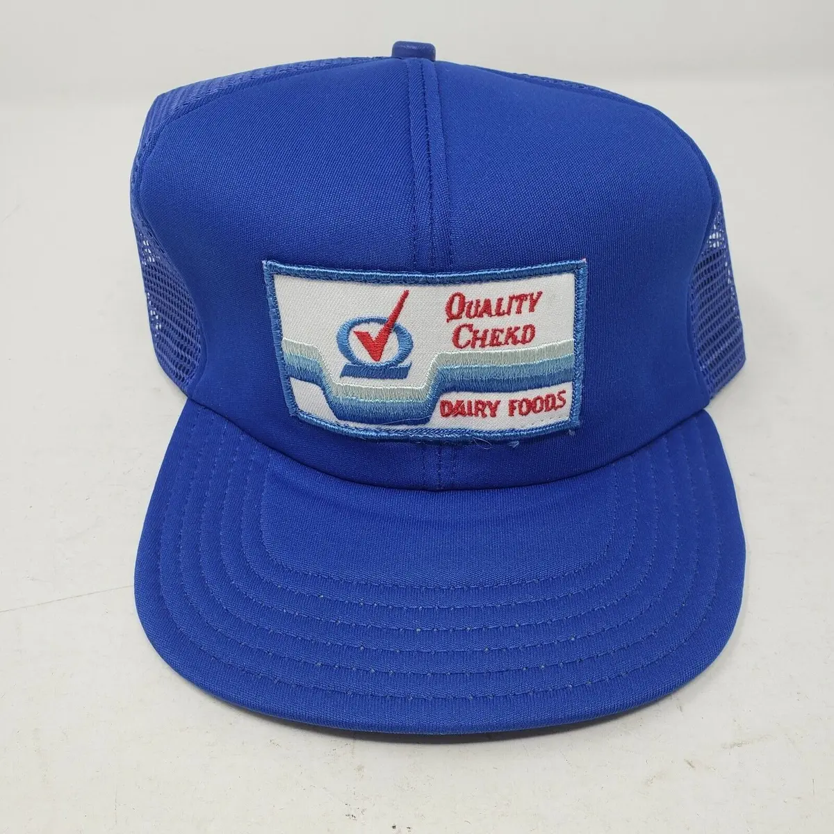 Vintage Quality Chekd Dairy Foods Mesh Trucker Snapback Baseball Hat Mens Os 1