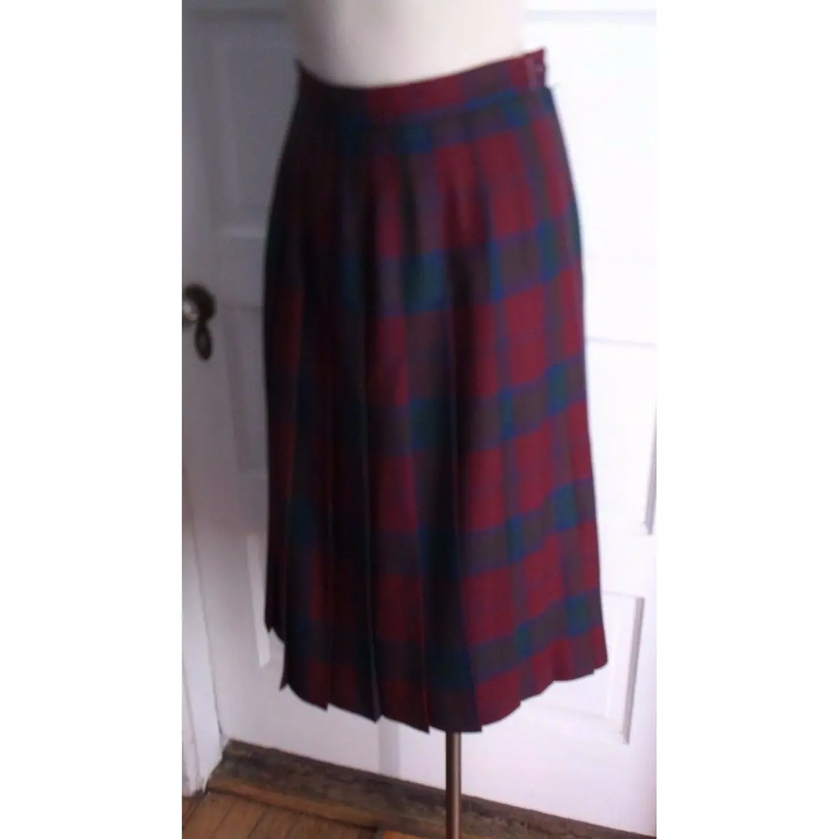 Lairds Of Scotland Wool Tartan Scotch Plaid Pleated Midi Skirt Womens 12 Vintage 1