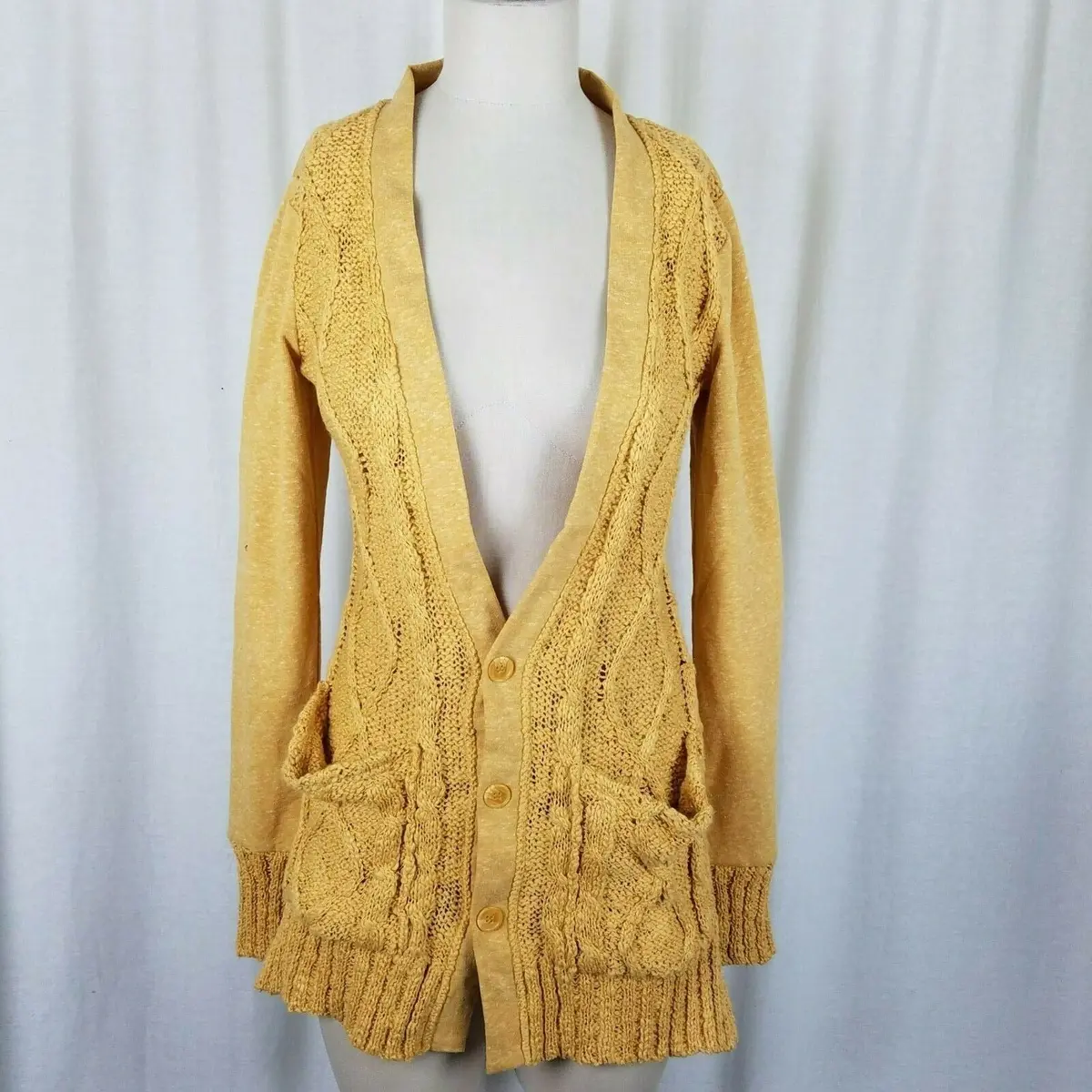Evy's Tree The Chloe Curry Knit Long Sweater Cardigan Coat Womens S Coatigan 1