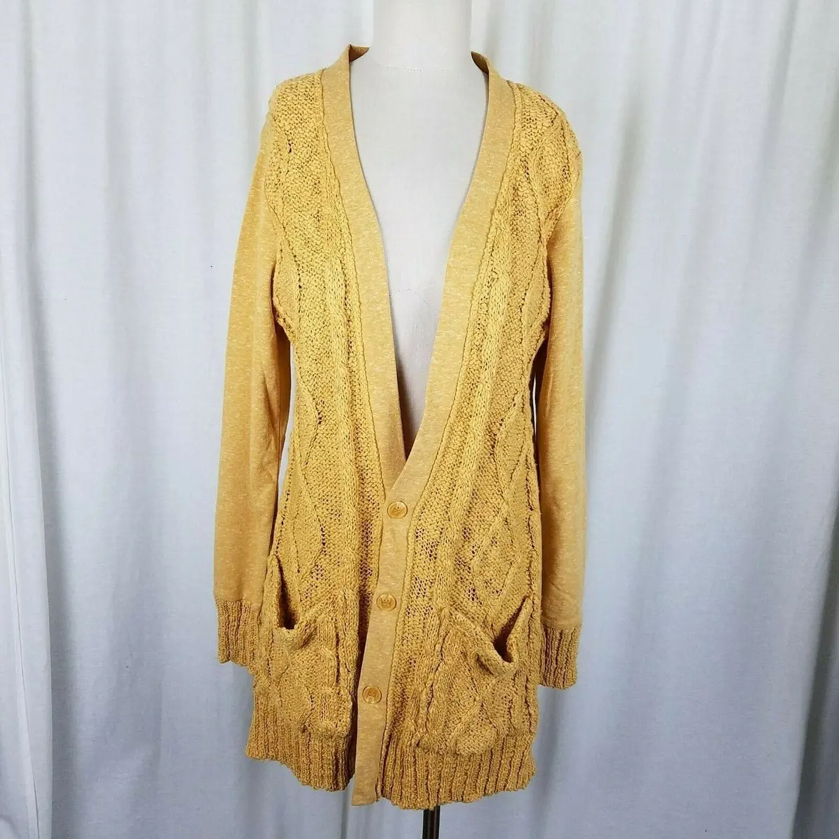 Evy's Tree The Chloe Curry Knit Long Sweater Cardigan Coat Womens Xl Coatigan 1
