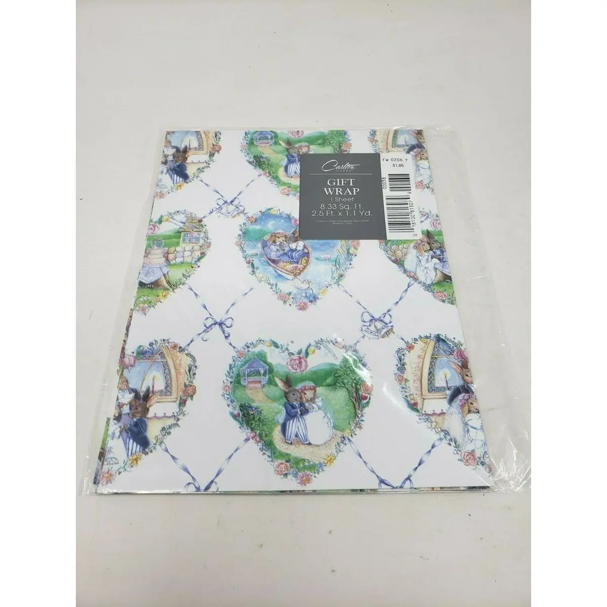 Carlton Cards Bunnies Wedding Gift Wrap Wrapping Paper Square Vintage Usa Rabbit 1