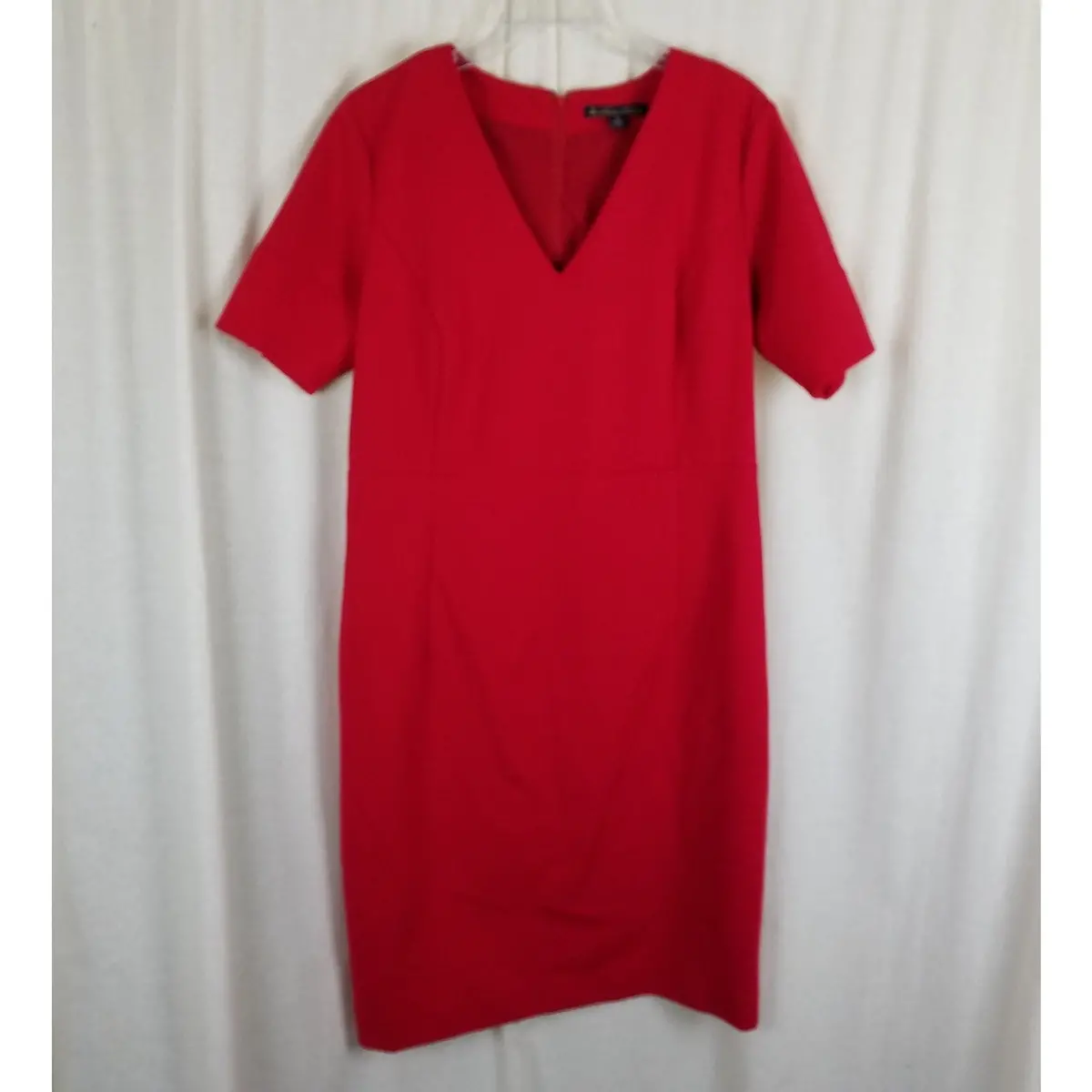 Vintage Brooks Brothers Red Vneck Sheath Cocktail Dress Womens Size 16 1