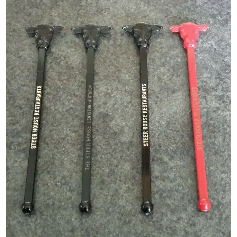 Lot Of 4 The Steer House Restaurants Swizzle Stir Sticks Lewiston Winthrop Maine 1