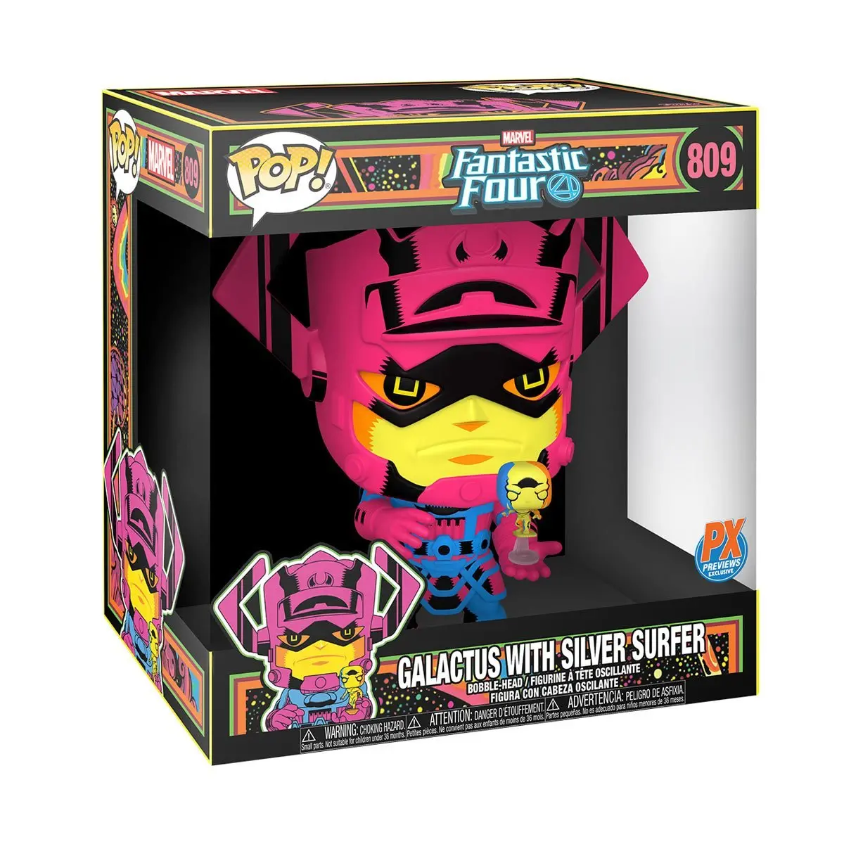 Funko Pop Marvel 809 Fantastic Four: 10-Inch Galactus With Silver Surfer (Black Light Version) Px Previews Exclusive Low Stock 1