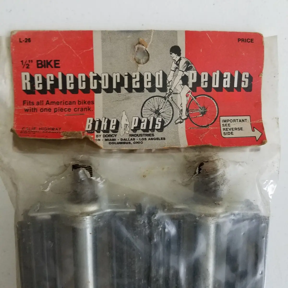 Vtg 1/2 In Reflectorized Pedals 2 Block Bike Pals Darcy Fits American One Crank 2