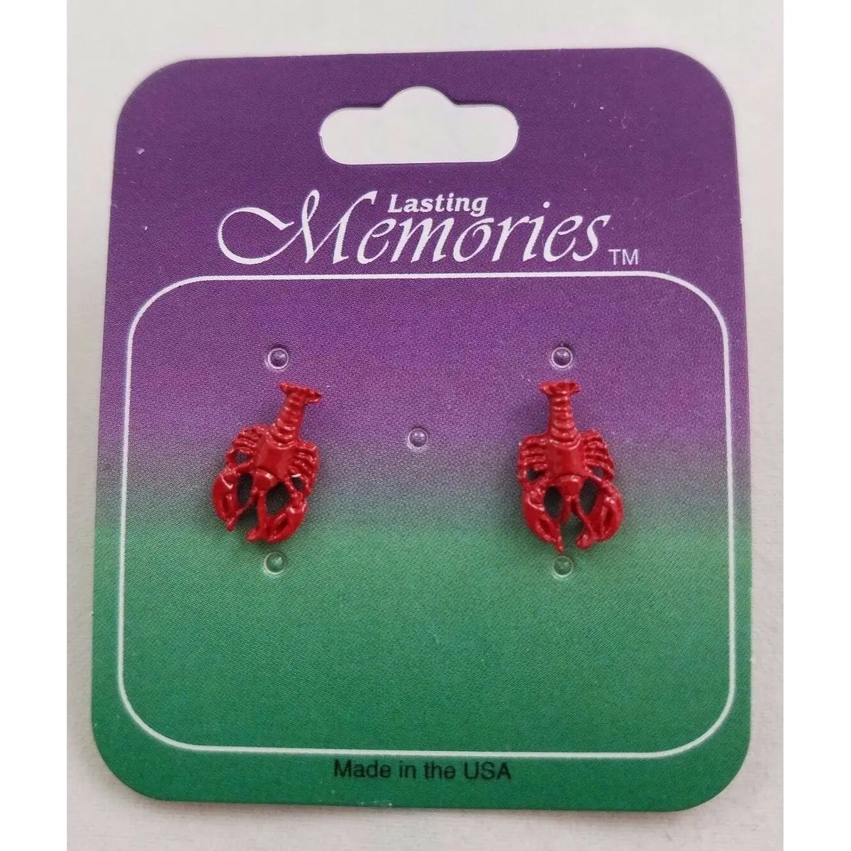 Red Maine Lobsters Lasting Memories Stud Earrings Pewter Made In The Usa Metal 1