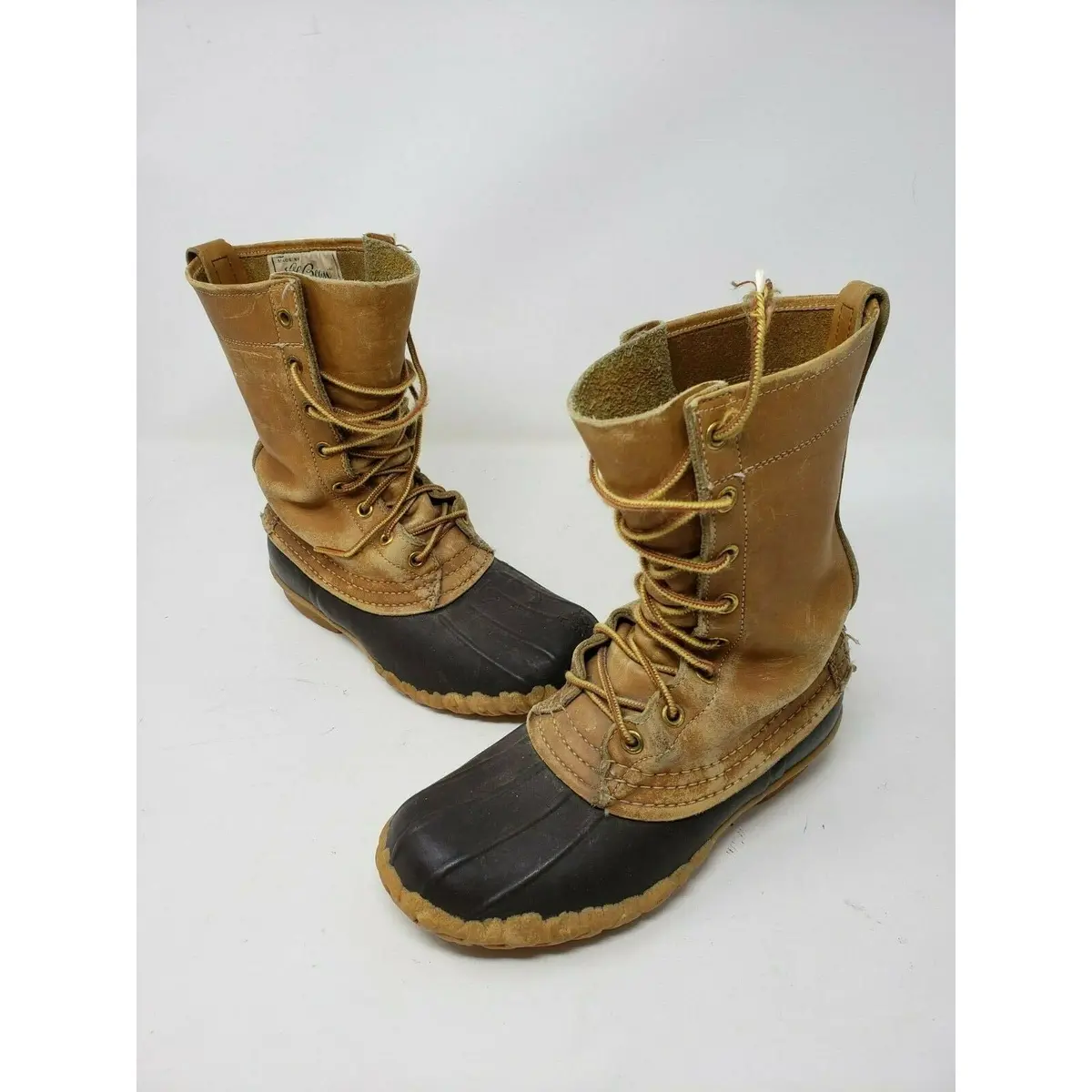 Vintage Ll Bean Boots Duck Hunting Youth Kids 3 Leather Early 1950S Script Label 1