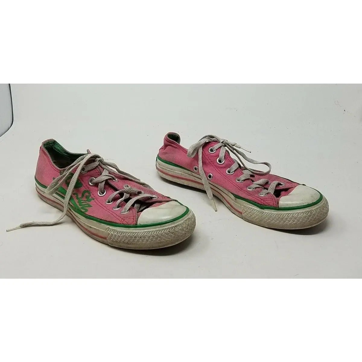 Converse All Star Chuck Taylor Pink & Green Low Top Lace Sneakers Shoes Womens 8 1