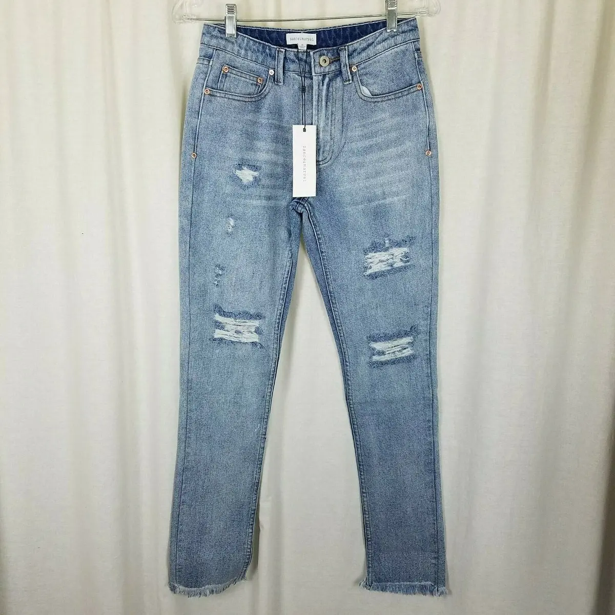 Dance & Marvel Distressed Raw Edge Hem Faded Blue Jeans Womens S Denim Destroyed 1