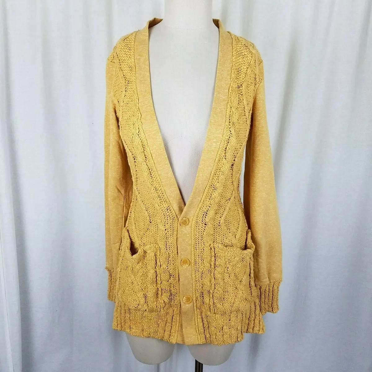 Evy's Tree The Chloe Curry Knit Long Sweater Cardigan Coat Womens Xs Coatigan 1