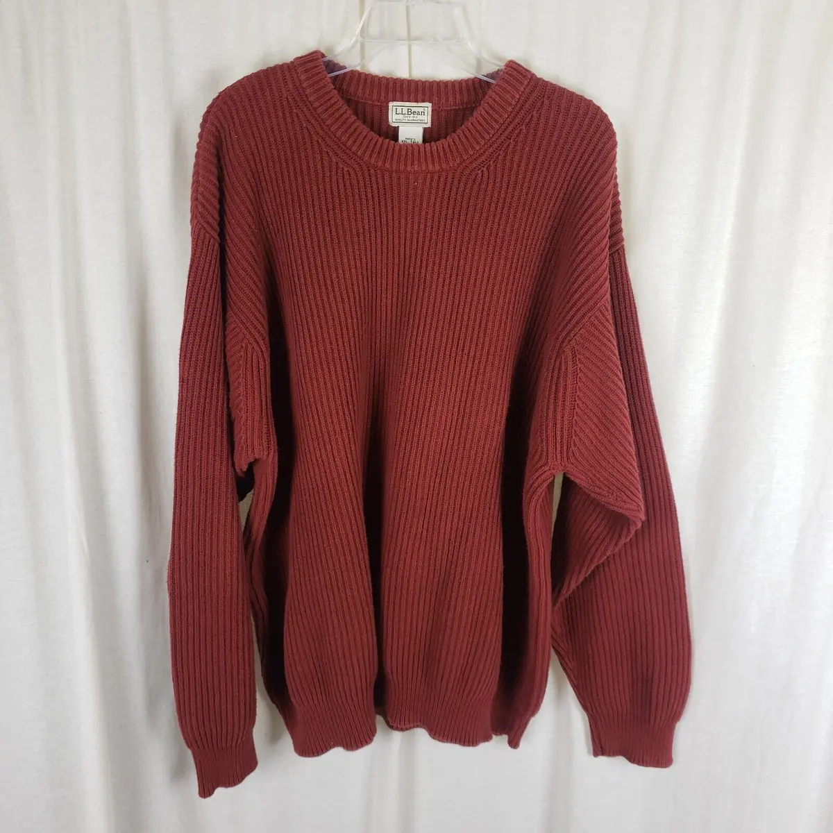 Vintage Ll Bean Knit Sweater 100% Cotton Ribbed Crewneck Pullover Mens Xxlt Rust 1