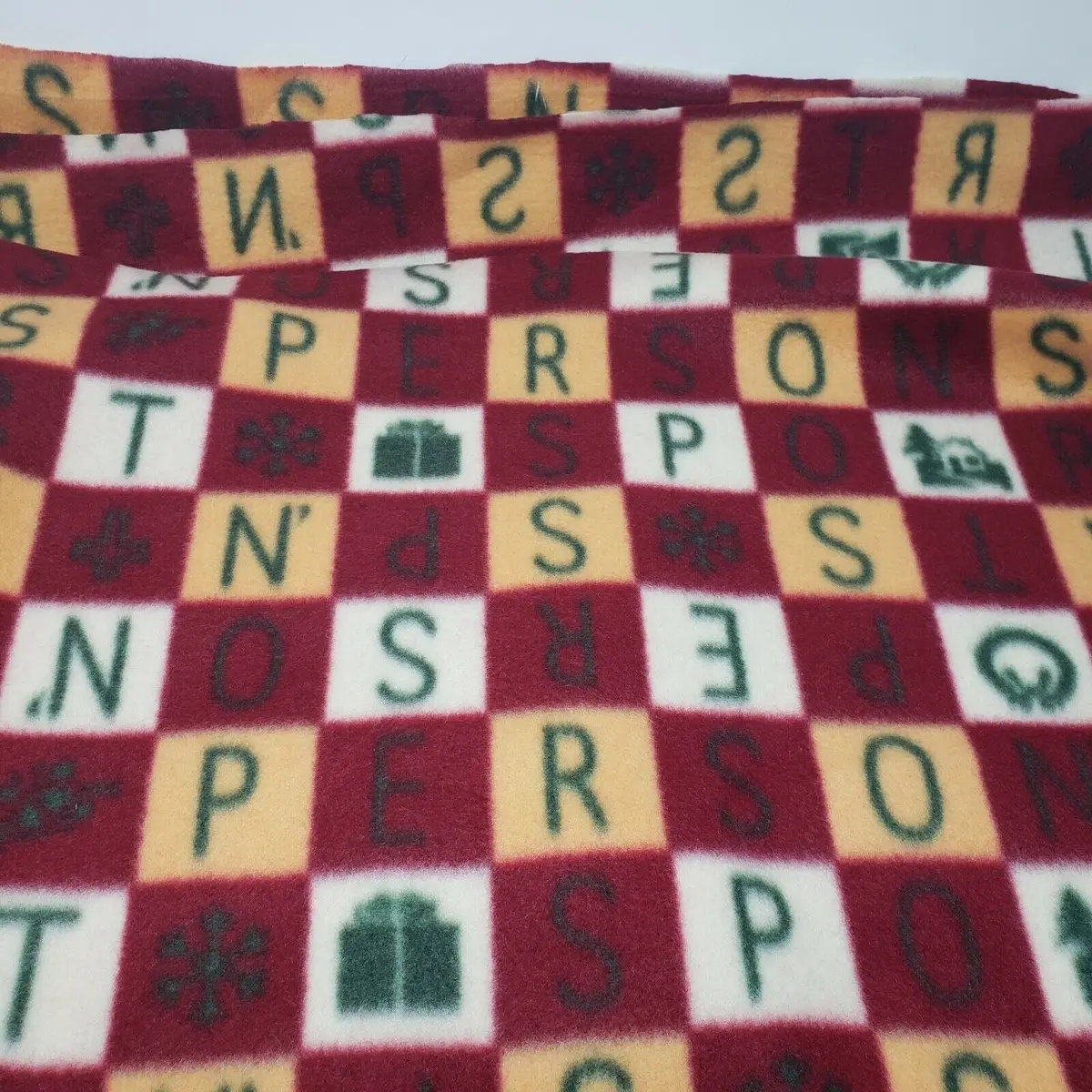 Red Tan & Green Alphabet Soft Fleece Fabric 2+ Yards Letters Persons School Abcs 1