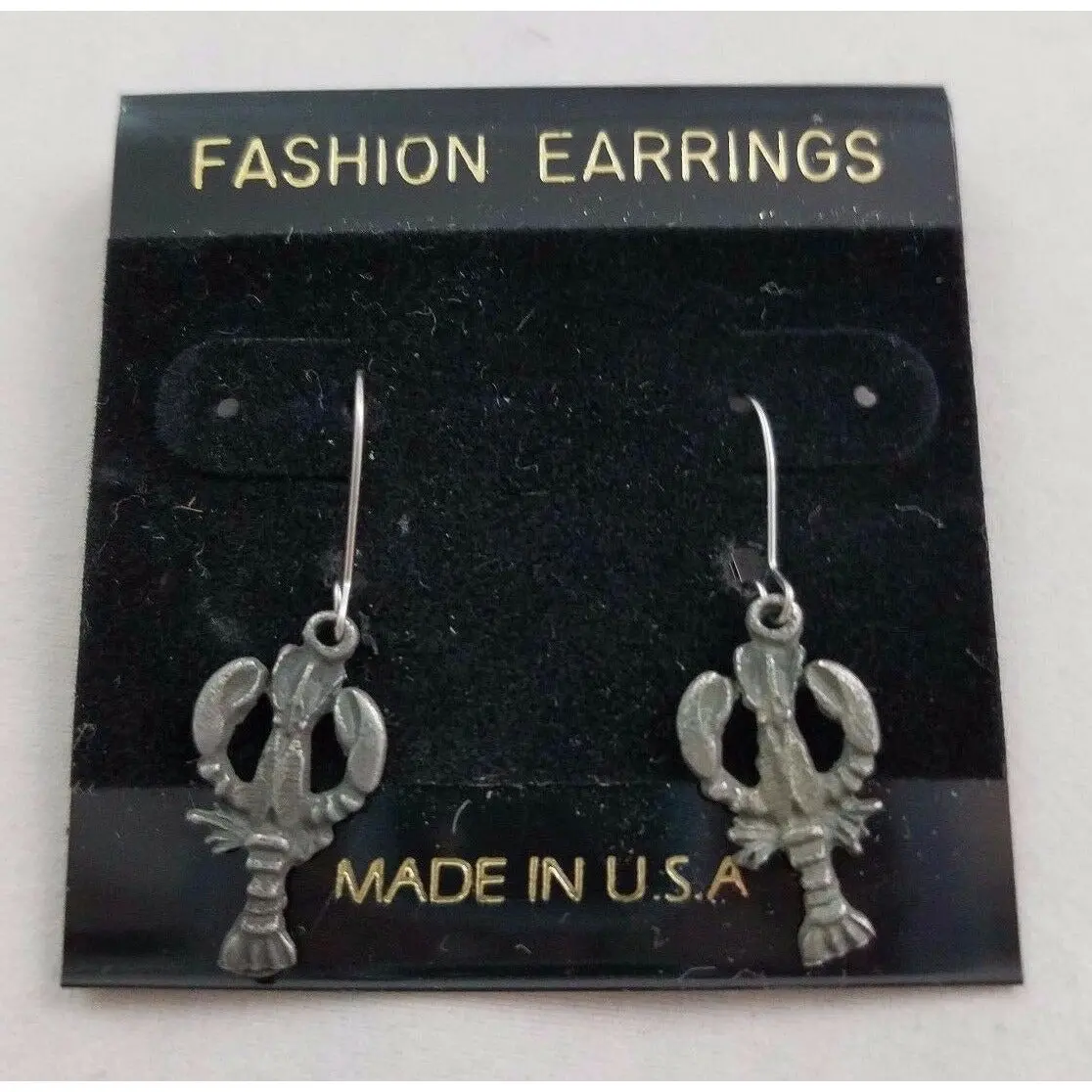 Maine Lobsters Dangle Earrings Pewter Made In The Usa Silver Metal Ocean Theme 1