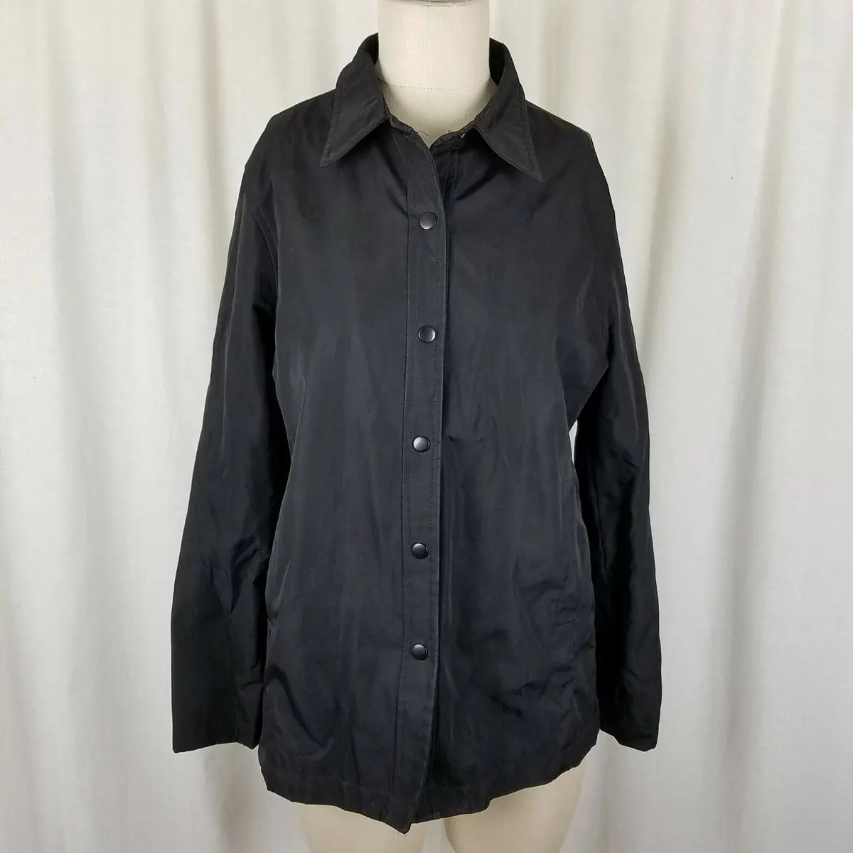 Gap All Weather Snap Up Windbreaker Jacket Short Coat Womens M Black Vintage 1