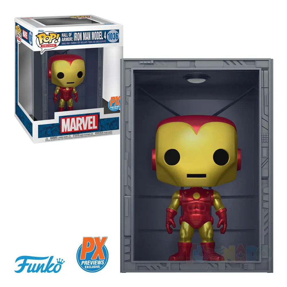 Funko Pop Deluxe 1036 Hall Of Armor: Iron Man Model 4 (Classic Red/Gold Armor) Px Vinyl Figure 62781 Low Stock 1