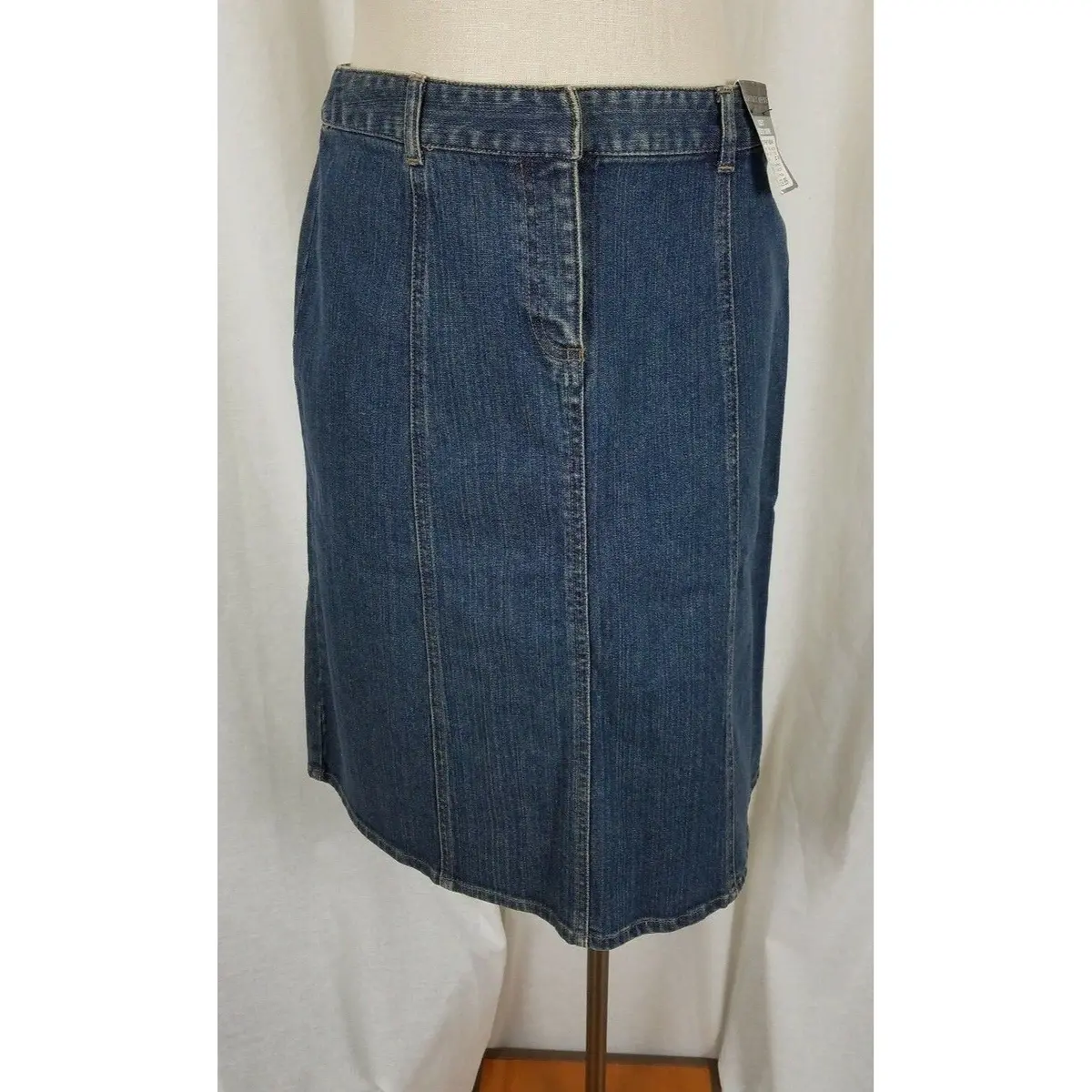 Geoffrey Beene Sport Stretch Denim Blue Jean Midi Pencil Skirt Womens 8 Vintage 1